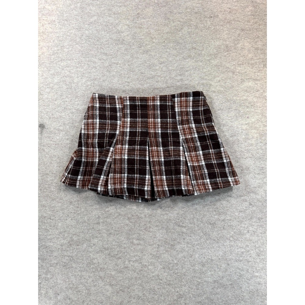 Hyfve Pleated Mini Skirt Womens Small Multicolor Plaid Streetwear Side Zip